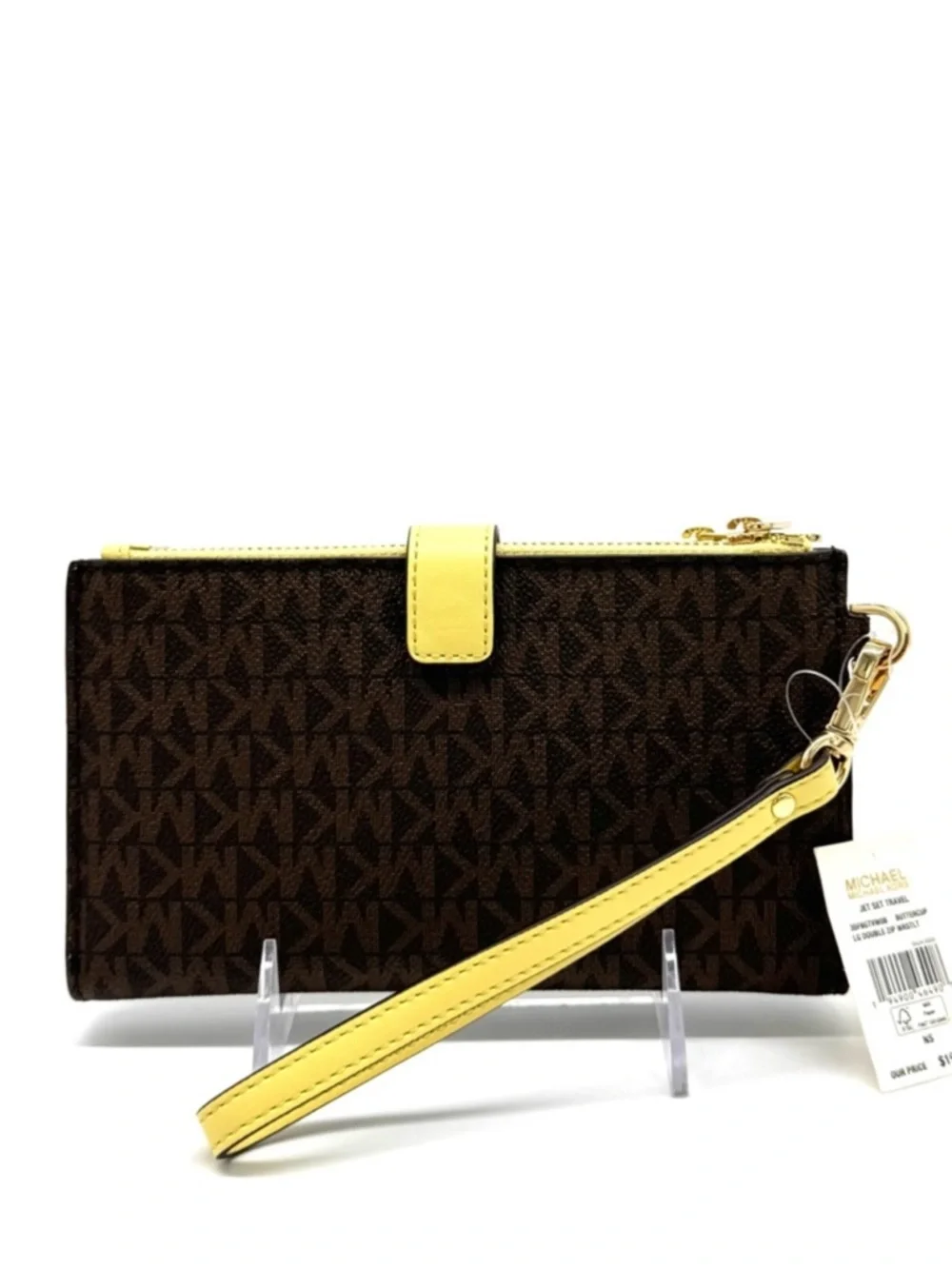 Michael Kors Large Jet Set Travel Logo Double Zip Wallet Buttercup